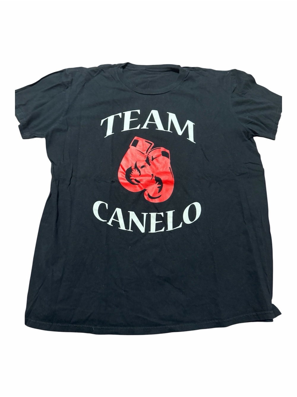 Team Canelo Alvarez Mexican Boxing Black Tee Red Boxing Gloves Size XL Costume